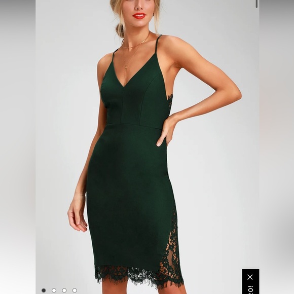 Lulu’s Emerald Green Lace Cocktail Dress - Picture 3 of 5